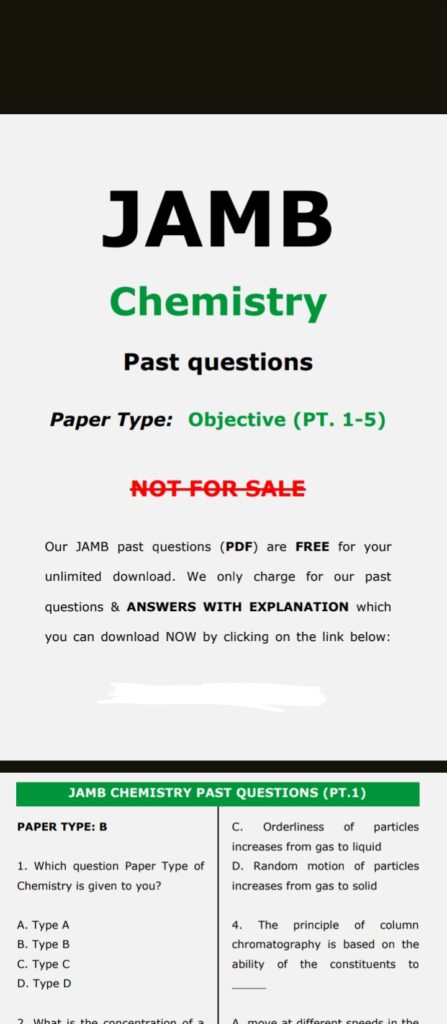 Jamb chemistry past questions PDF