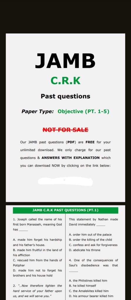 Jamb CRK past questions PDF