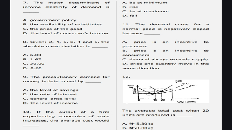 Jamb Economics Past Questions PDF