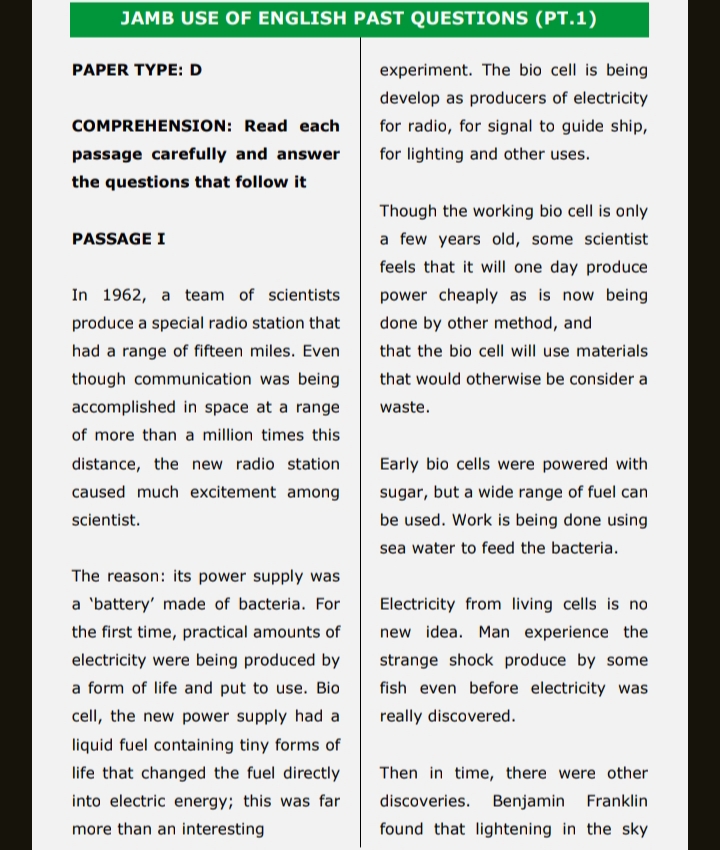 Jamb English past questions pdf