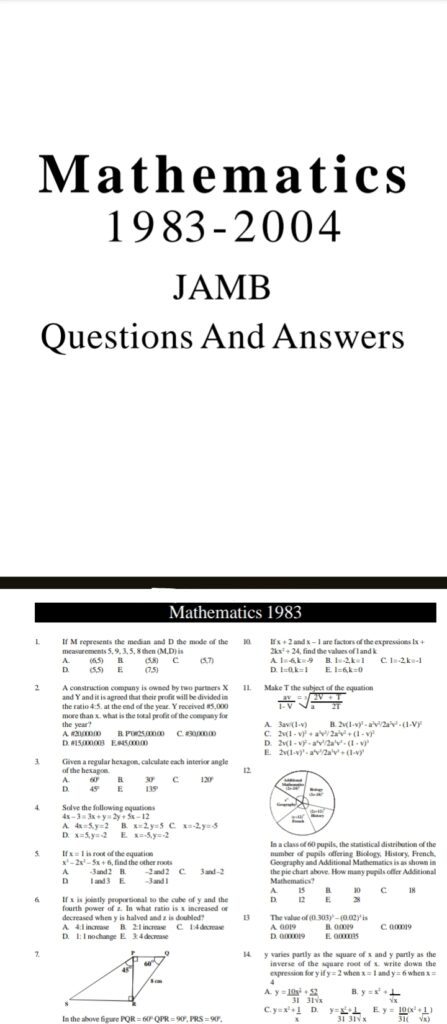 JAMB Maths past questions PDF