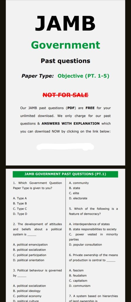 Jamb government past questions PDF