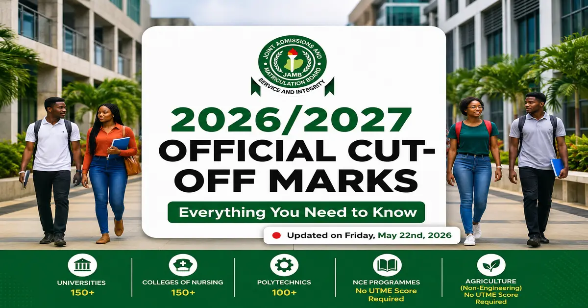 JAMB cut off mark for 2026