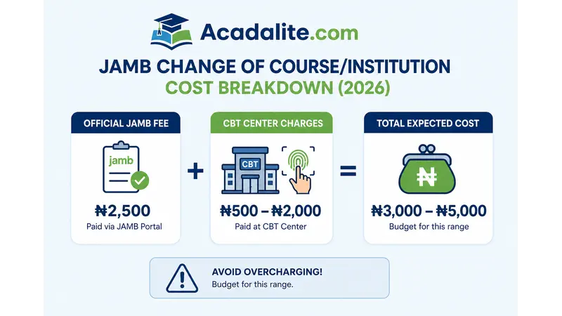 Jamb change of course cost breakdown