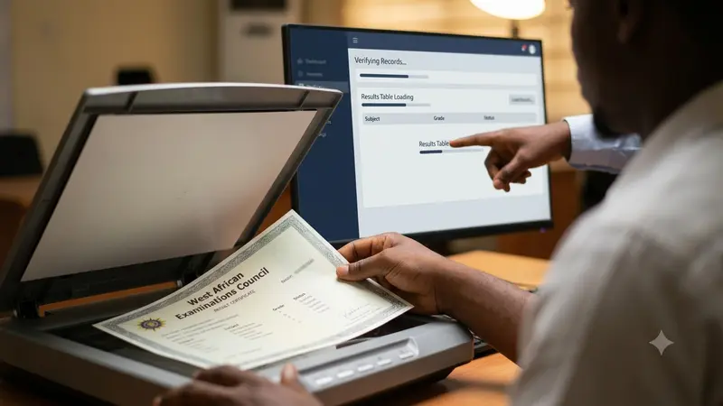 Certificate being scanned at CBT centre