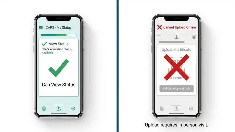 Phone showing JAMB e-Facility CAPS dashboard