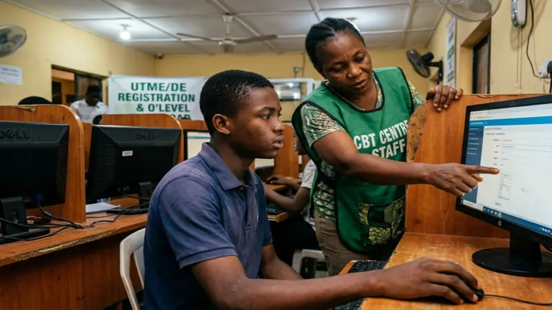 Student uploading O'level result at a CBT centre